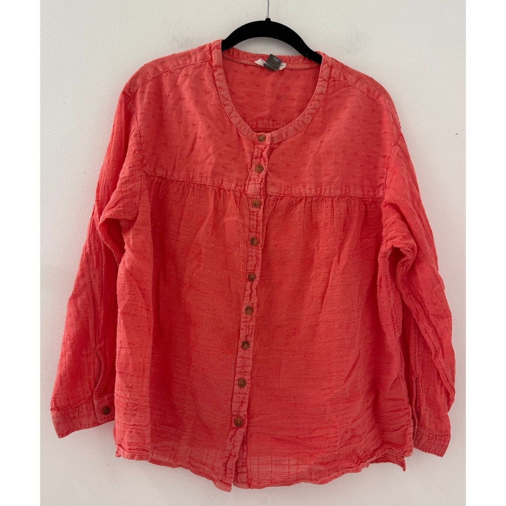 Anthropologie Pilcro and the Letterpress Mila Draped Button down Coral Blouse M